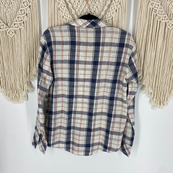 Sanctuary Gray Plaid flannel Boyfriend Shirt Collared Button Down Long Sleeve XS - Picture 5 of 5